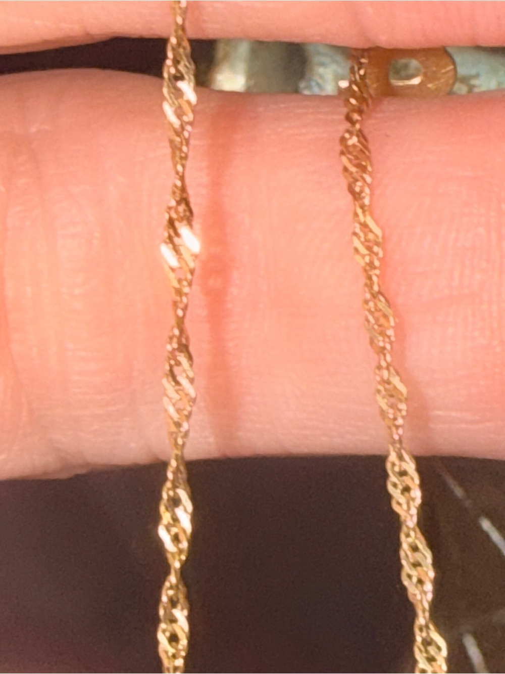 10k Gold Twisted Rope Anklet - B initial removable 9.5” - Picture 2 of 9